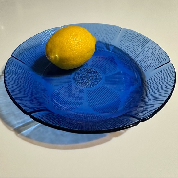 Three Forte Crisa Cobalt Glass Sunflower Coupe | Soup Bowls - Picture 1 of 8